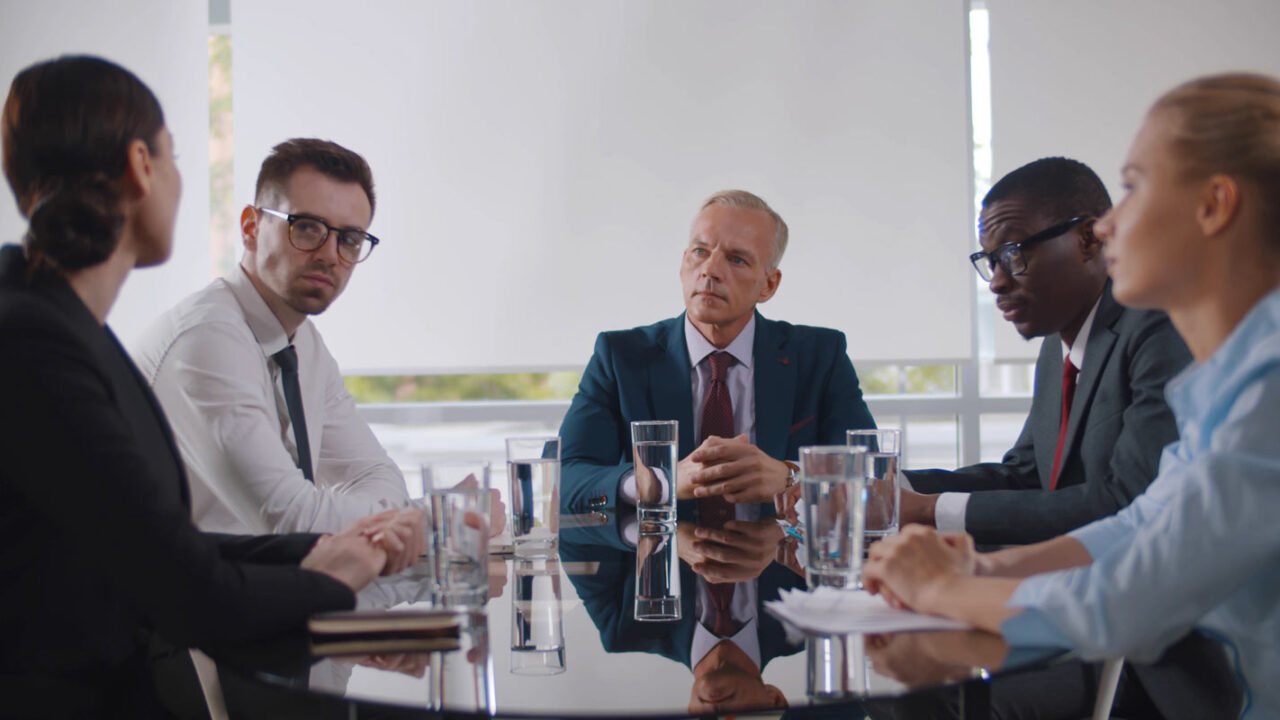 Government contract consultant meeting with client